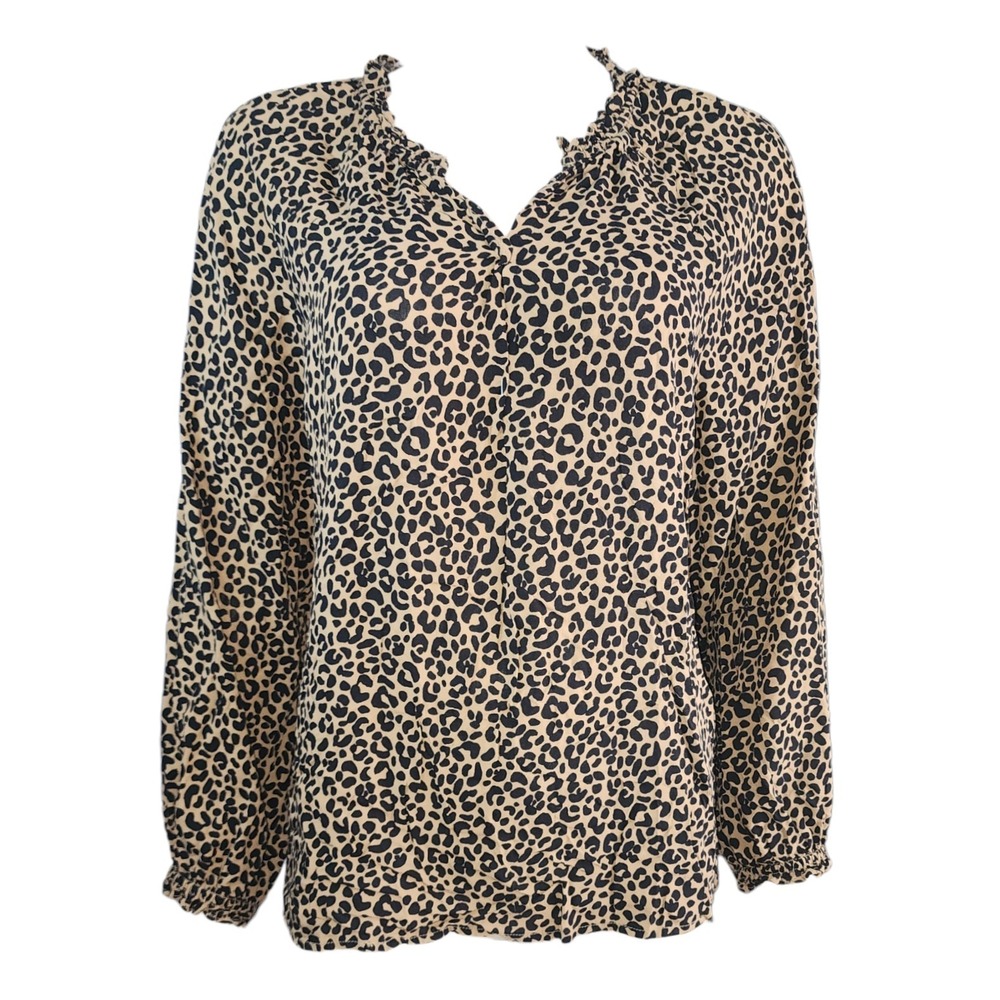 Old Navy Top Womens Size‎ L Large Animal Print Brown Black Leopard Flowy